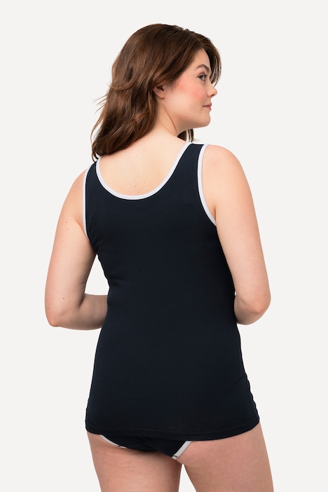 Tanktop, farbige Kanten, Rundhals, ärmellos, Biobaumwolle
