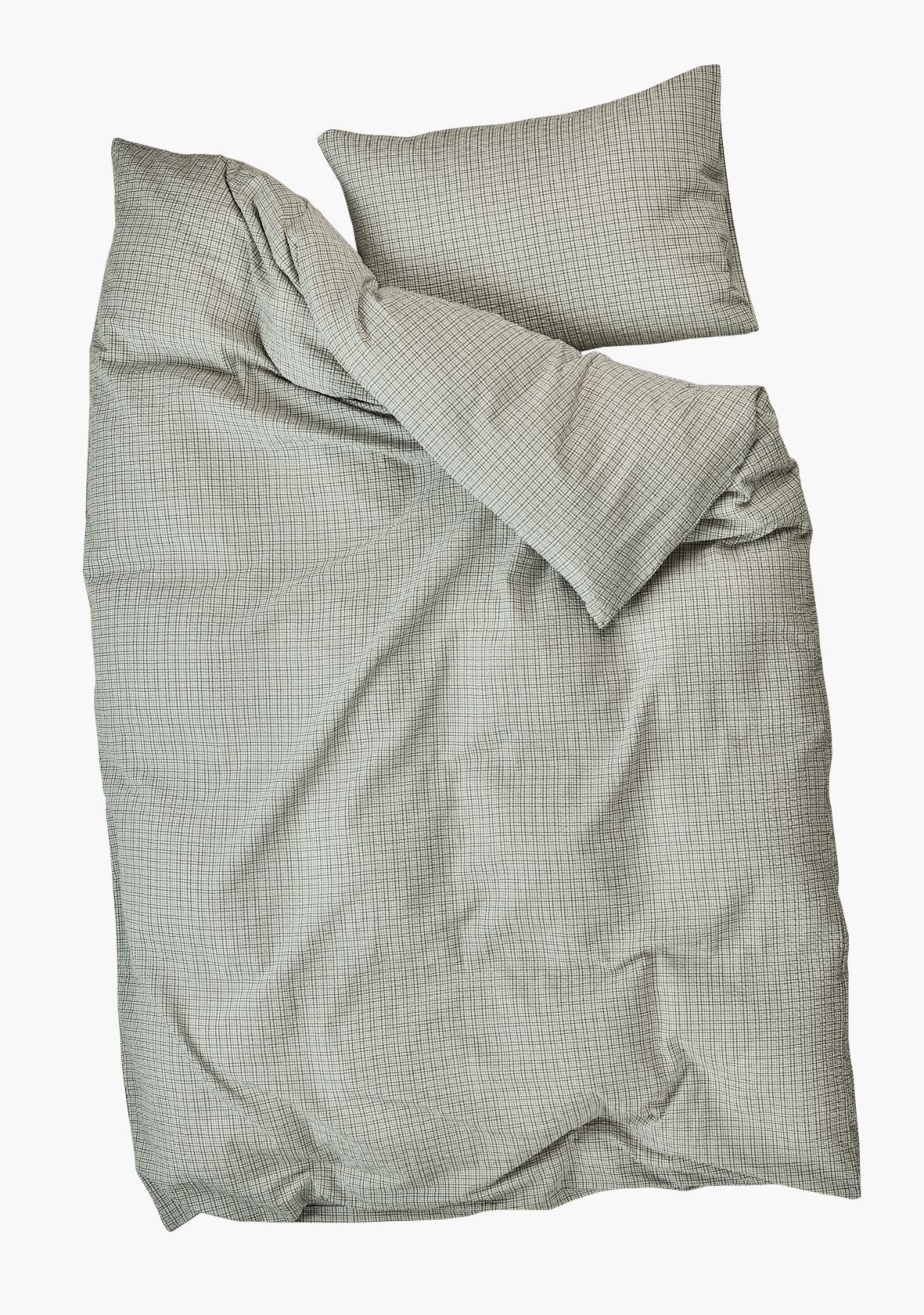 Krepp sengesett olivengrønn - 140x220 cm