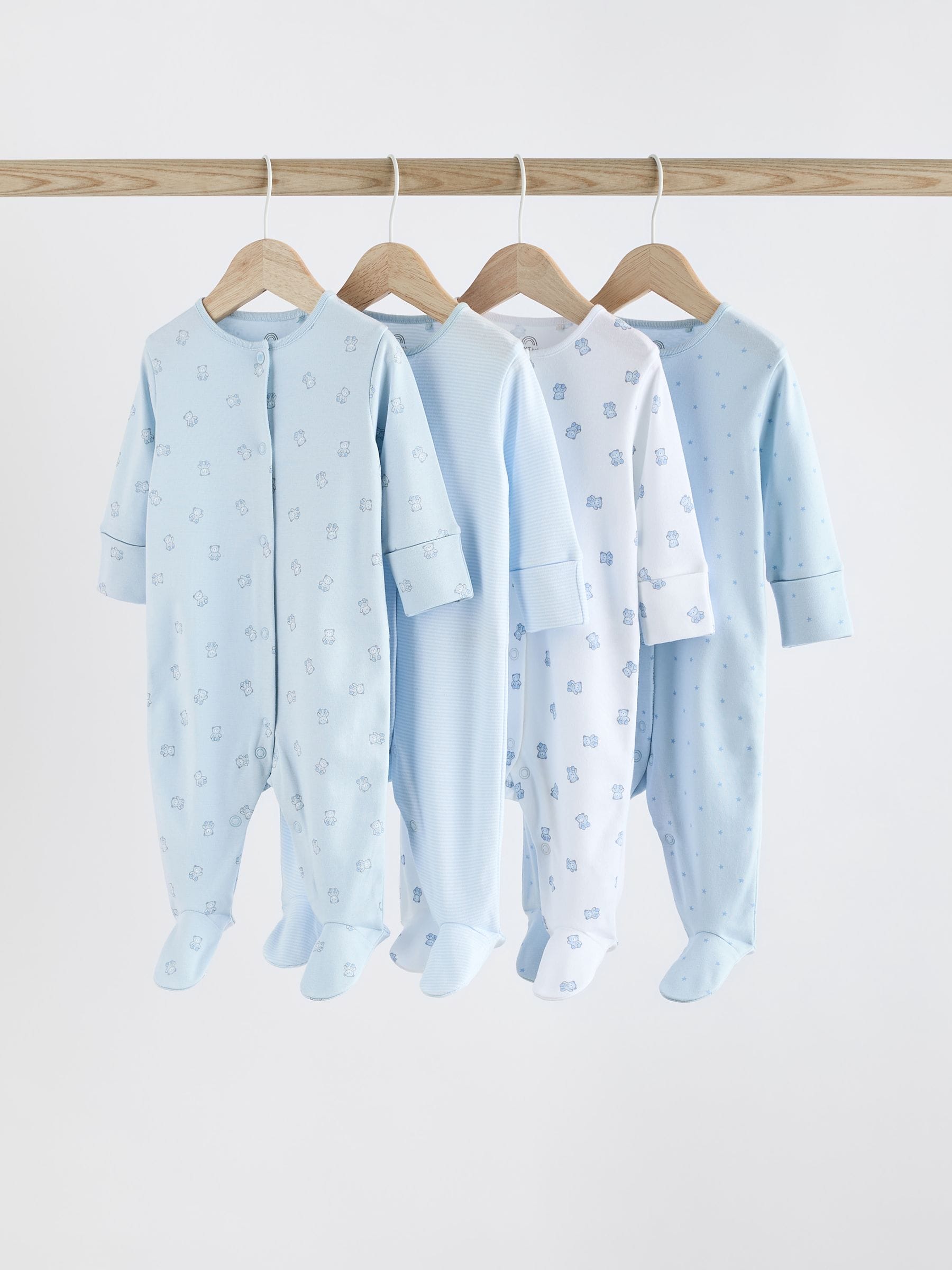 Blauw - Babypyjama met berenprint (0-2jr)