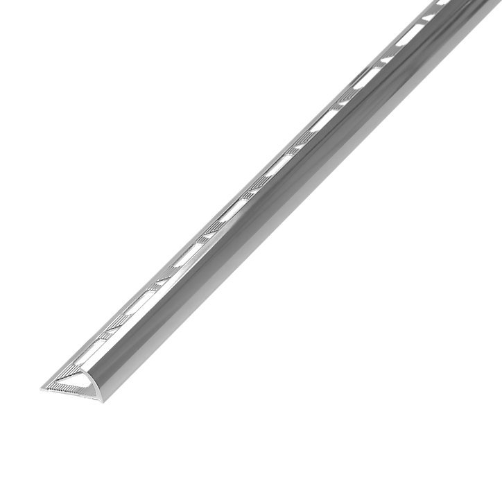 Profilé de carrelage intérieur Diall rond aluminium effet chromé poli L.2,5m x l.2,65cm x ep.6mm