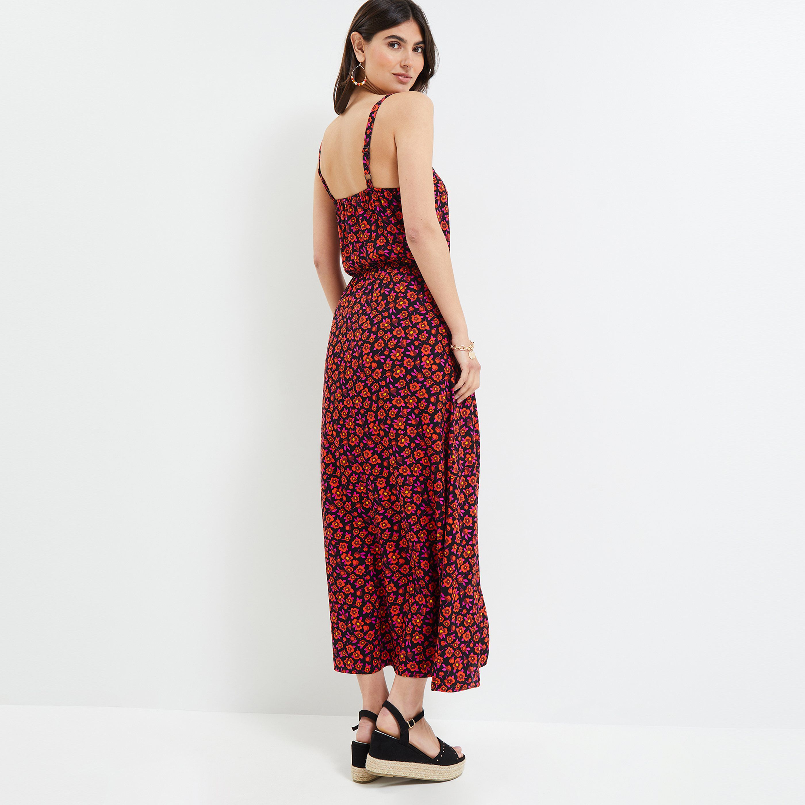Robe longue imprimée femme - NOIR