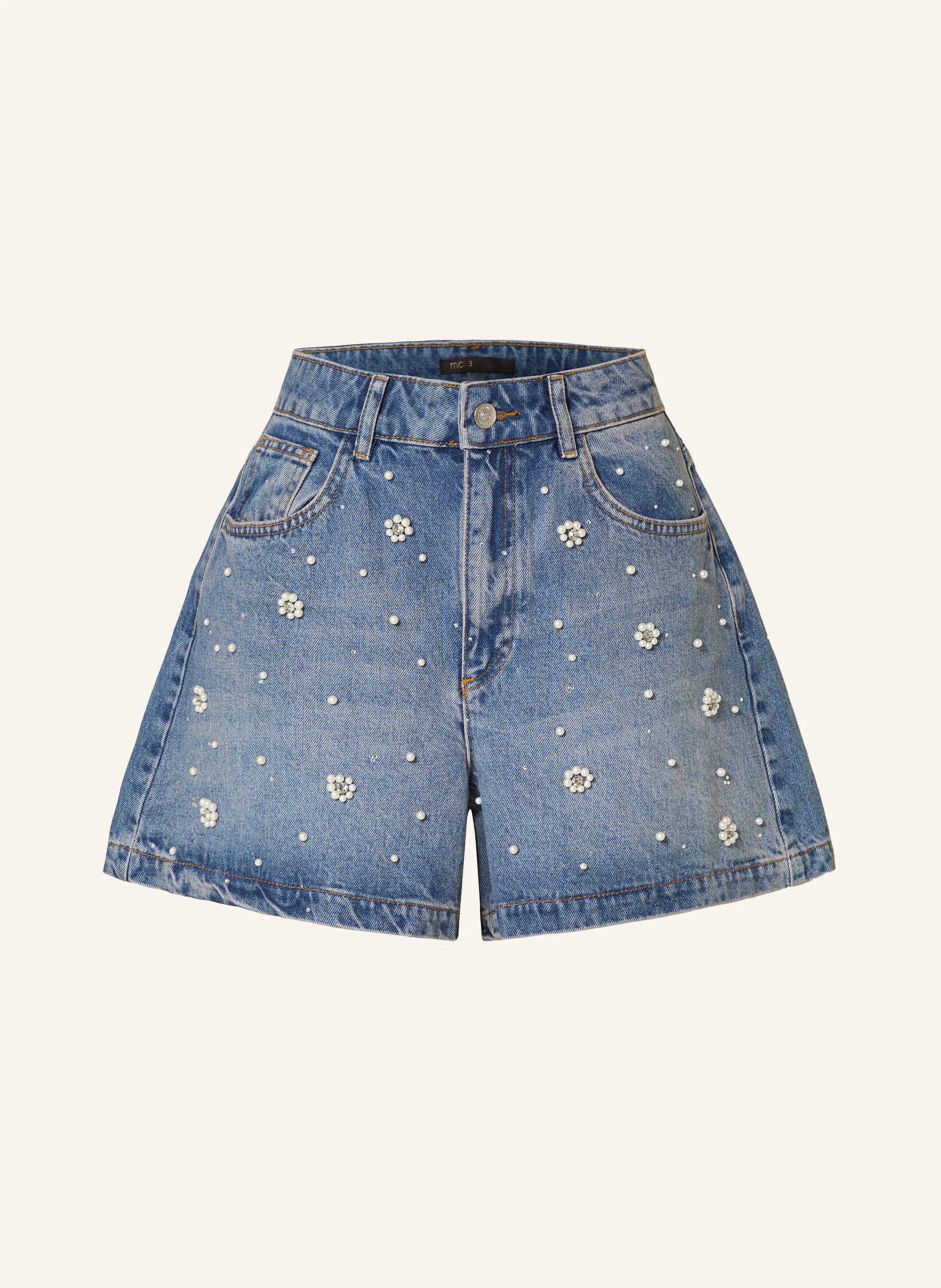 maje Jeansshorts mit Schmucksteinen