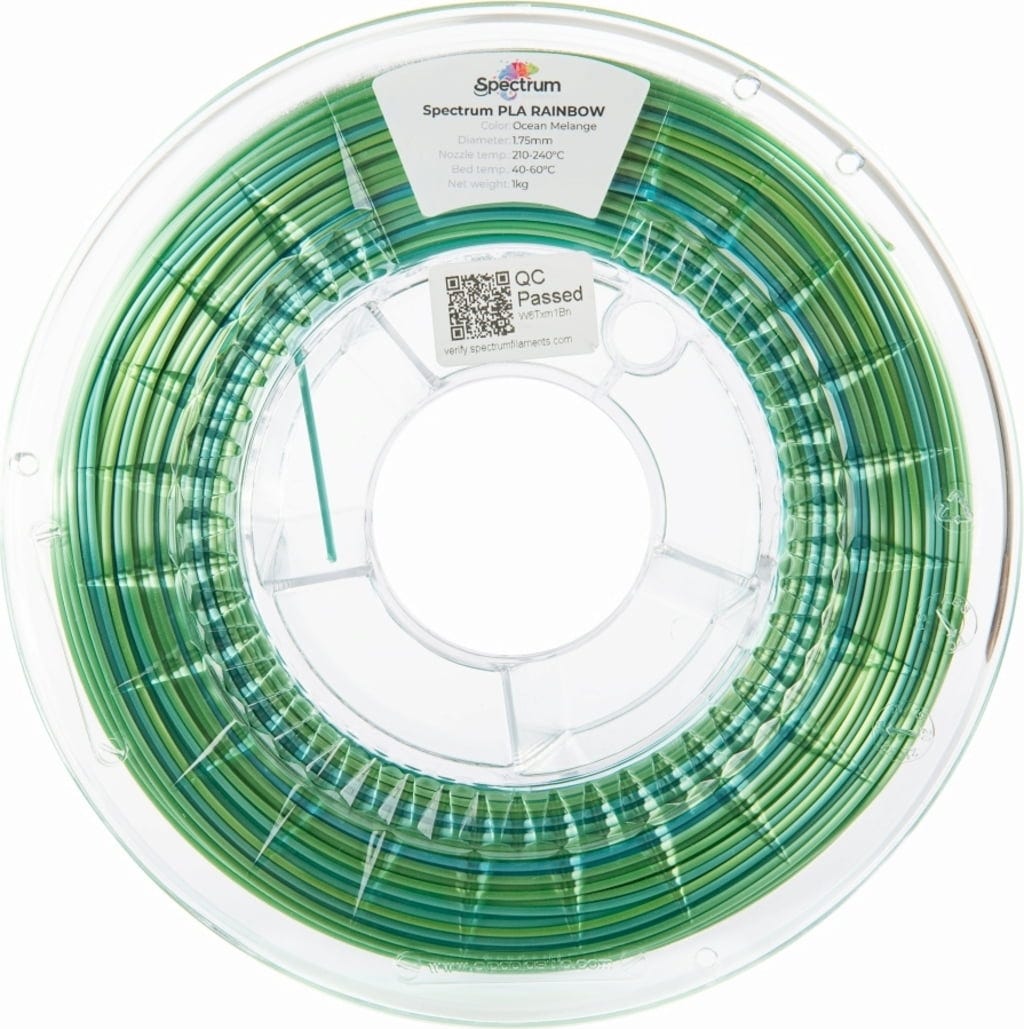 Spectrum  PLA Silk Rainbow Ocean Melange, 1,75 mm / 1000 g    PLA Material mit Farbverläufen & Satineffekt