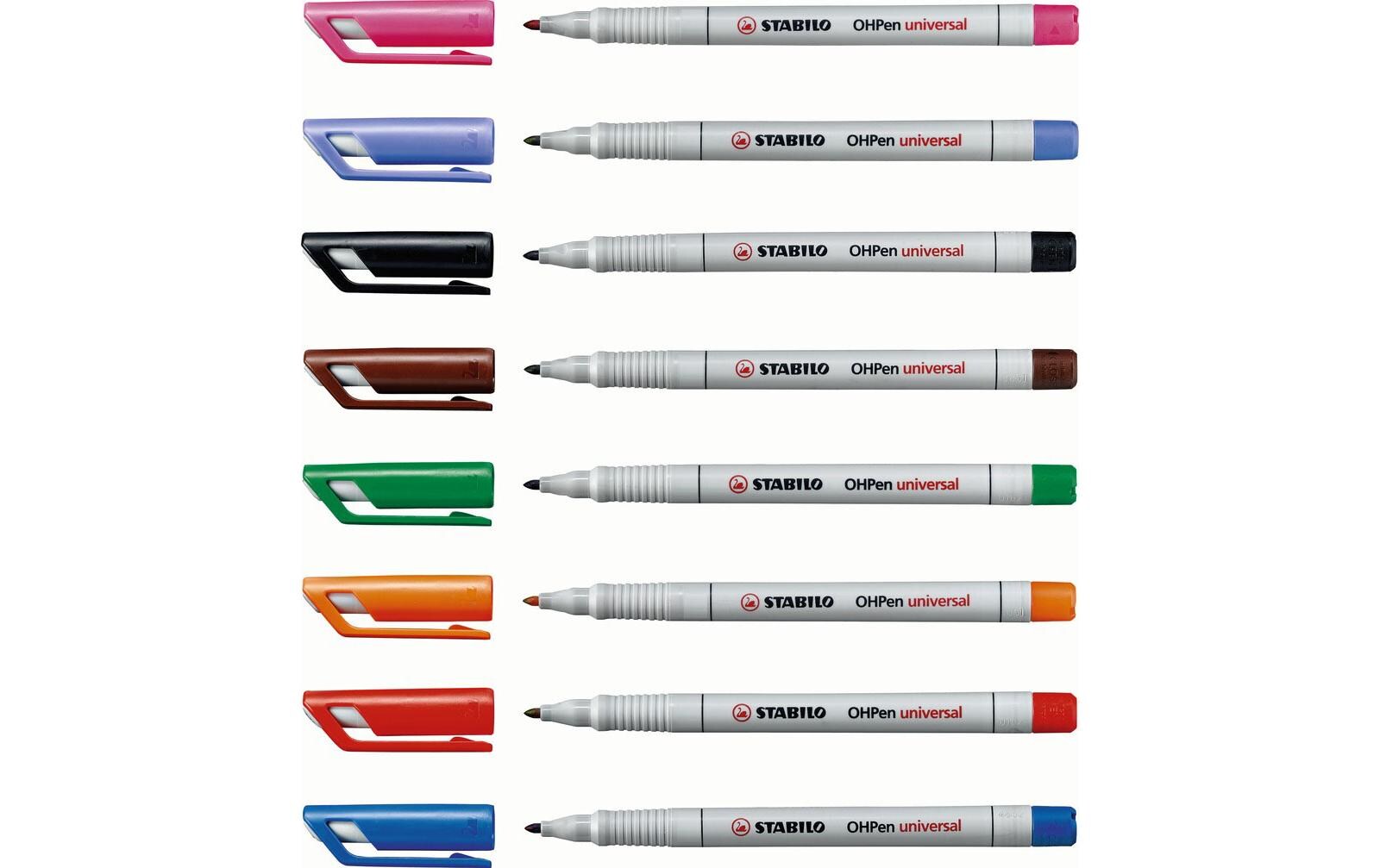 Folienstift OHPen universal M 8 Stück MehrfarbigOHP Etui mit wasserlöslichen Folienstiften