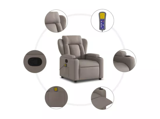Fauteuil massant inclinable Taupe Tissu