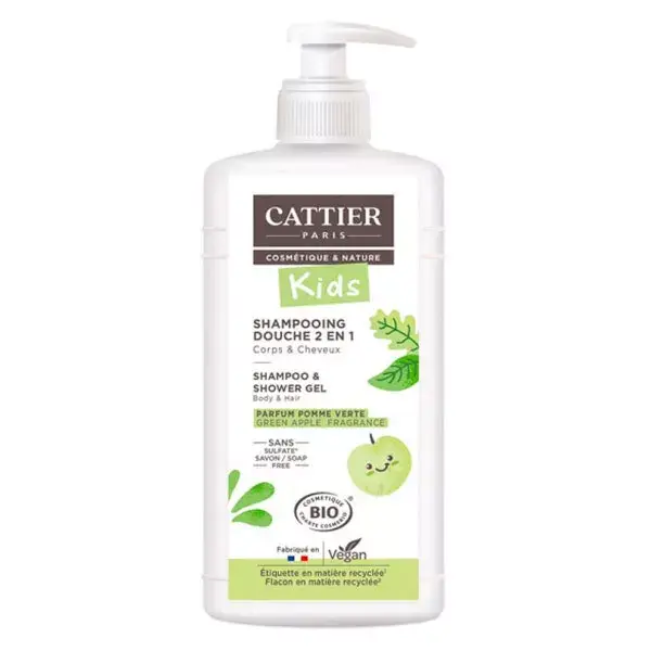 Cattier Kids Shampoo e Gel de Banho 2 em 1 com Maçã Verde Orgânica 500ml