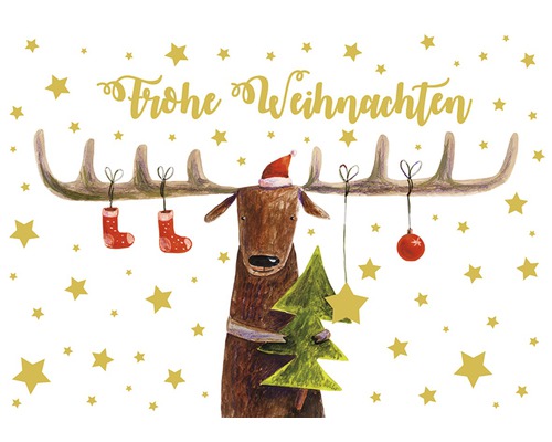 Kerstkaart Vrolijk Kerstfeest Rendier 14,8x10,5 cm