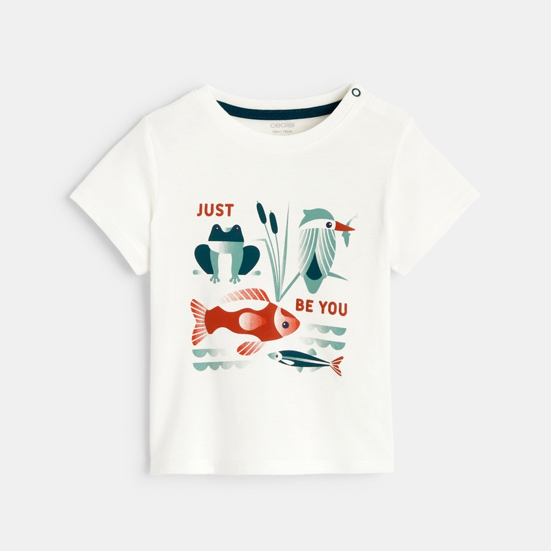 T-shirt animaux de la rivière blanc bébé garçon