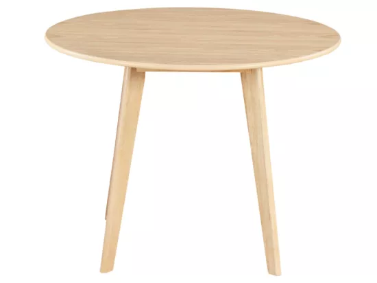 Table ronde ODILE - 4 personnes - Hévéa massif et MDF - Naturel