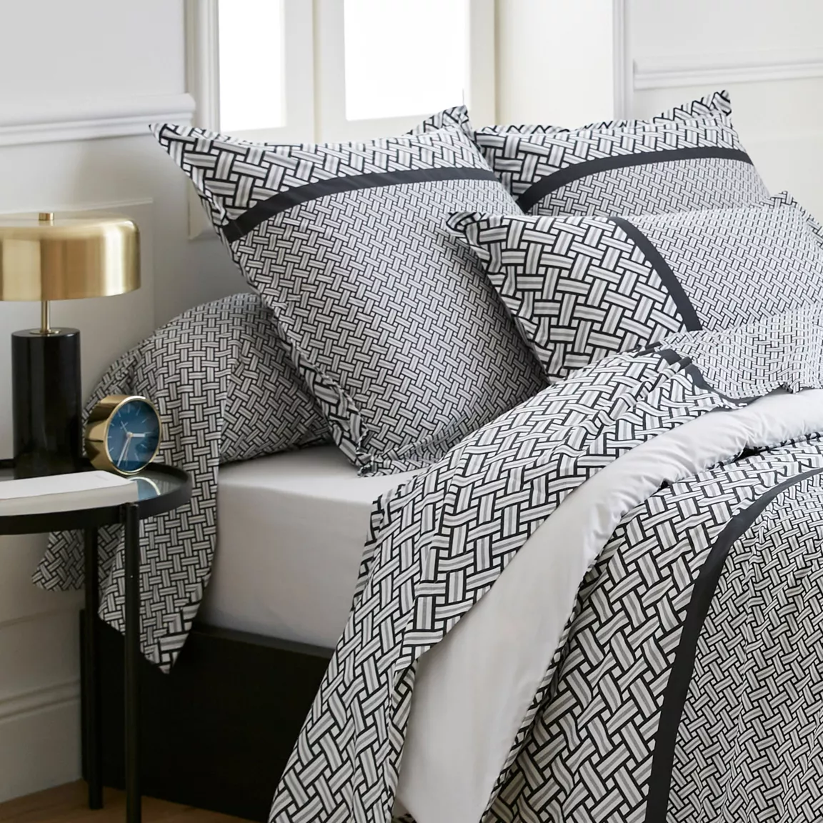 Taie de traversin percale de coton (L200 cm) Riviera Grise