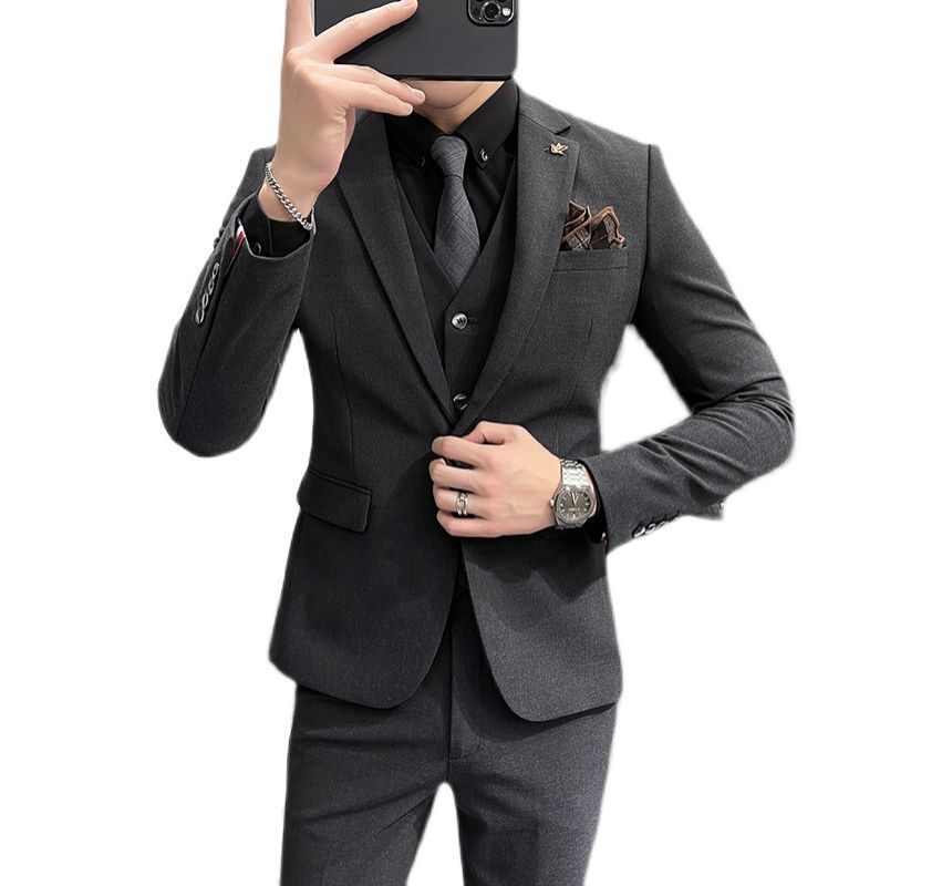 Bay Go Mall - Set: Effen blazer + enkelrijs vest + pantalon