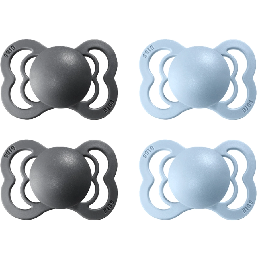 BIBS® Schnuller Supreme Baby Blue  Iron Silikon 6-36 Monate, 4 Stk.