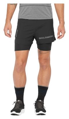Short 2-en-1 Salomon Cross Run Noir Homme