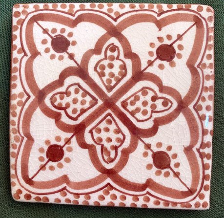 Kachel 'Lakbab', weiß, rot, H 10 cm, B 10 cm von fischer's lagerhaus