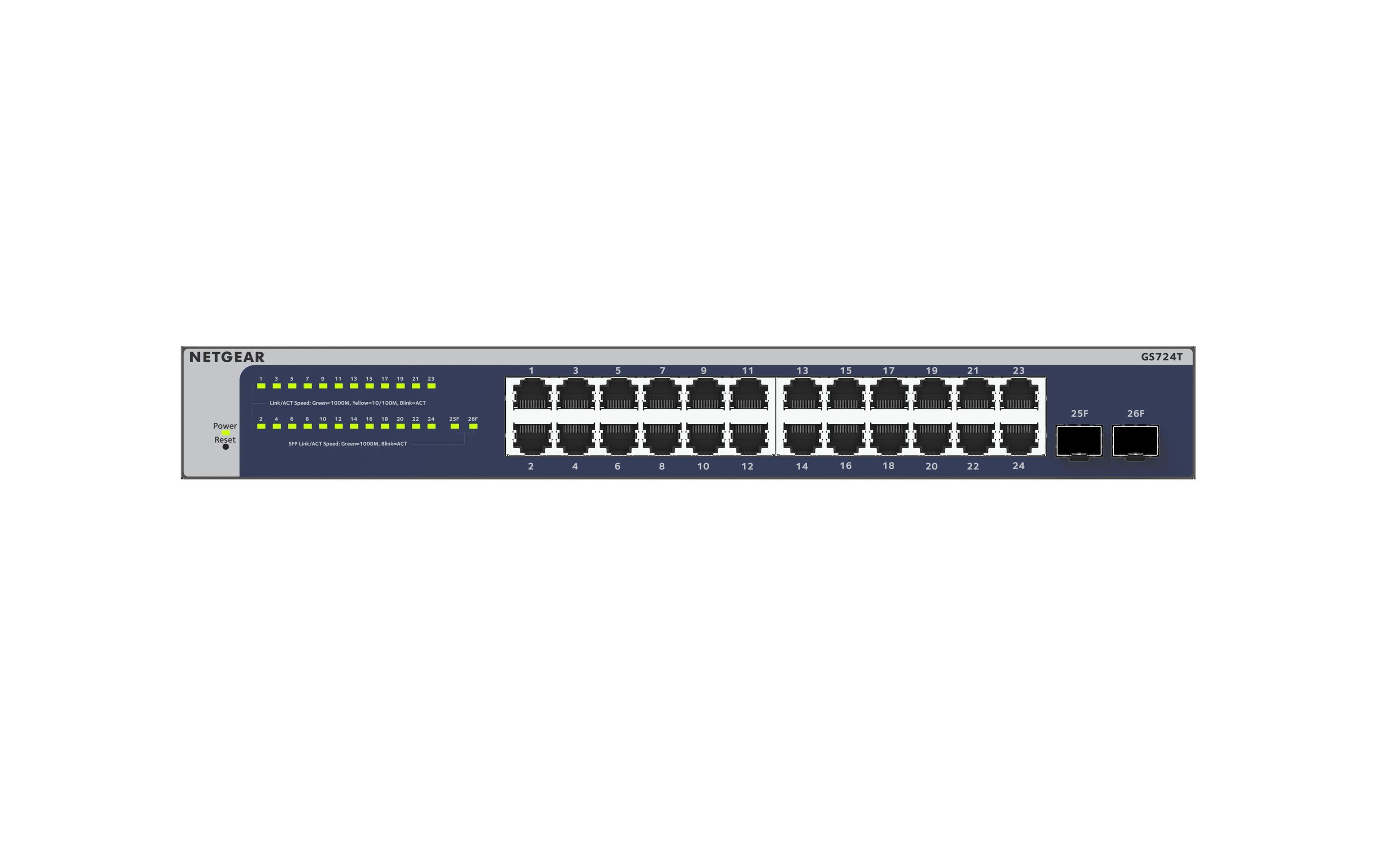 Switch GS724T-600EUS 26 Port<br>24-Port Gigabit Ethernet Smart Switch mit 2 dedizierten SFP-Ports
