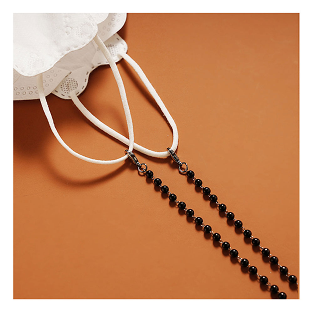 (70cm) Eyewear Halter Brillenkette Sonnenbrillenband Perlen - Gold / Weiss
