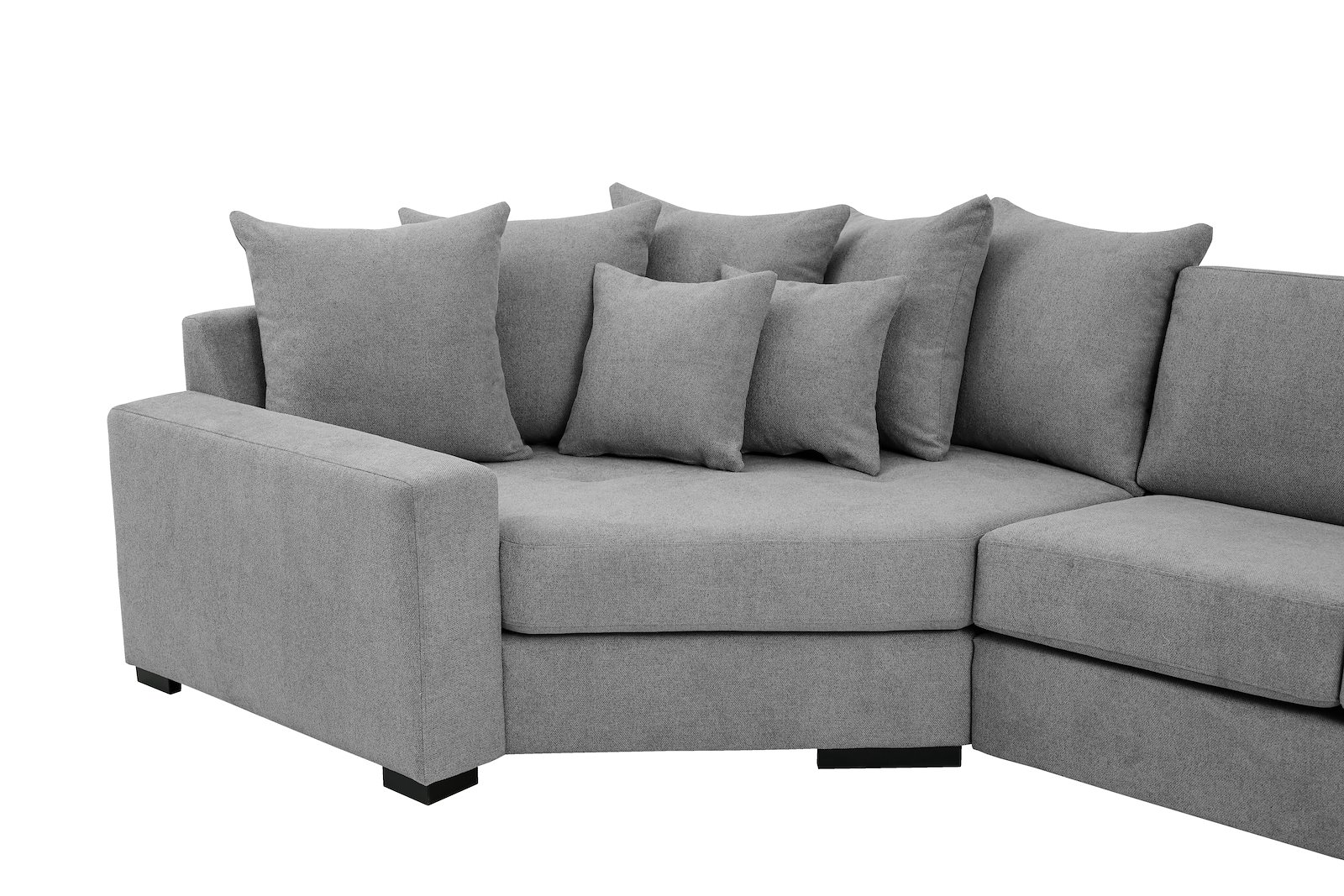 Modern Living U-sofa Cosy Corner venstre og 2-seter med sjeselong høyre.Tekstil Brooklyn 3/1 Light Grey med Arm A og ben 2 sortbeiset eik.