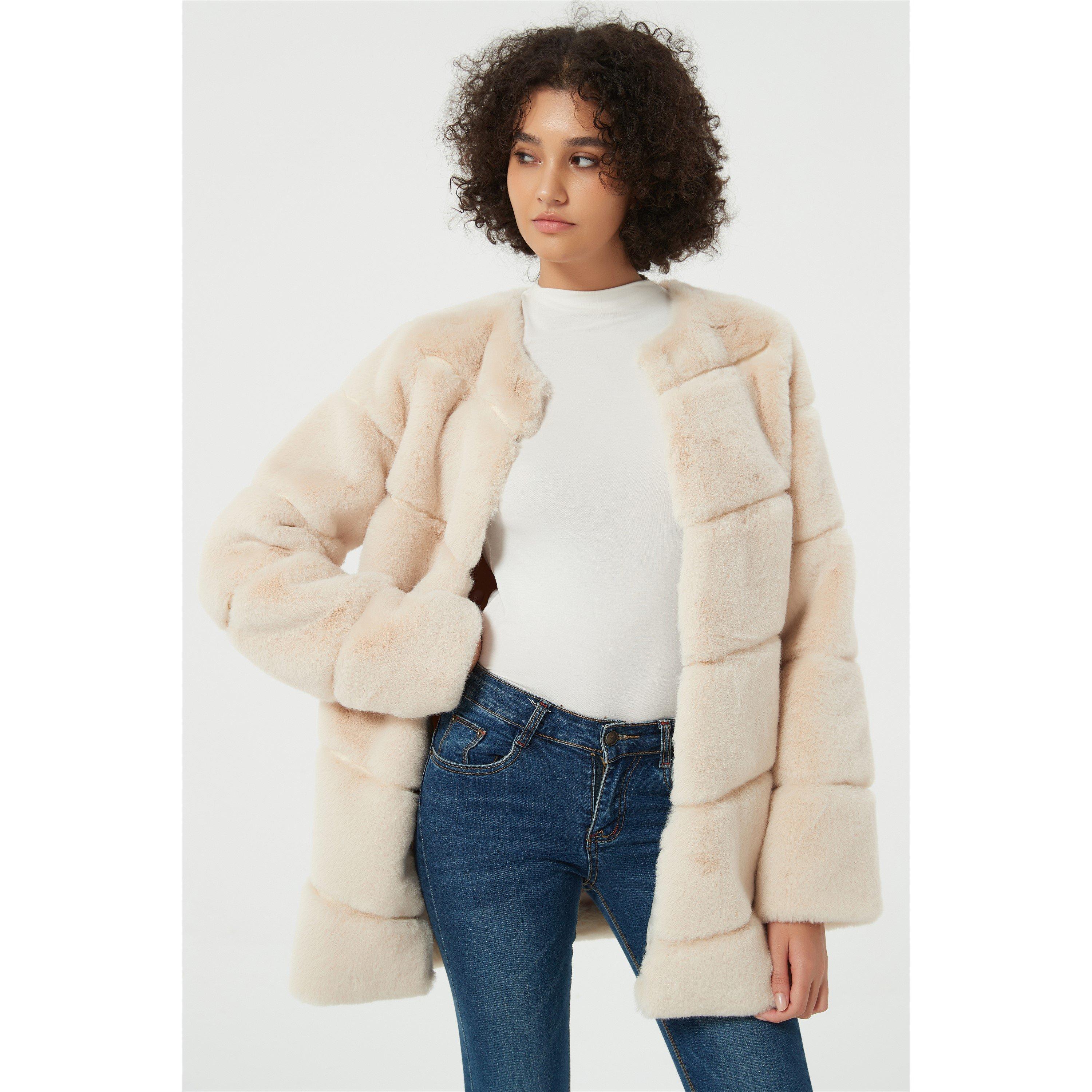 Be You B Faux Fur Panel Coat