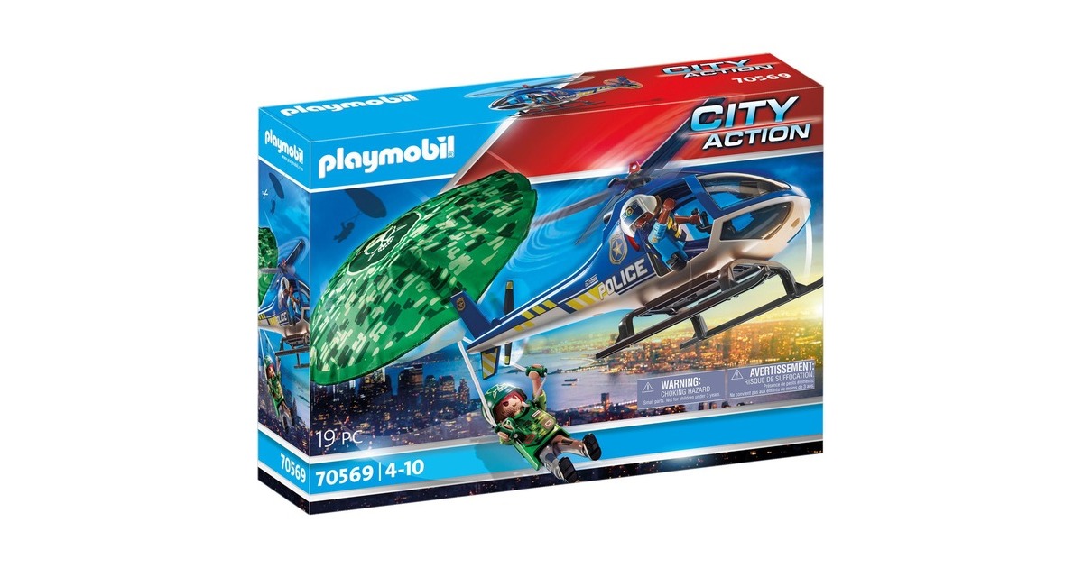 PLAYMOBILCity Action - Politiehelikopter: parachute-achtervolging Constructiespeelgoed  (70569)