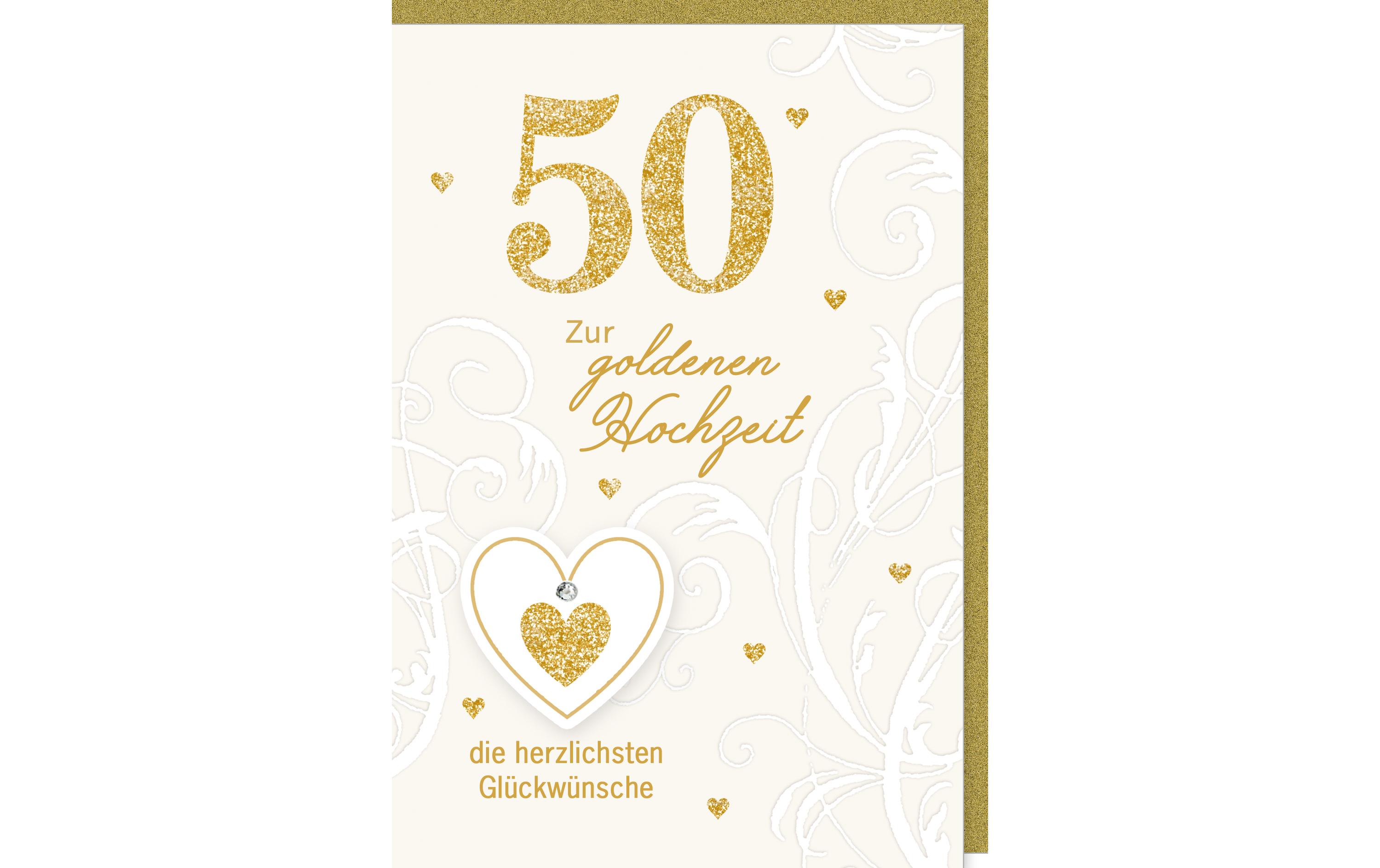 Glückwunschkarte 50 Goldene Hochzeit 11.5 x 17 cmGratulationskarte zur Hochzeit