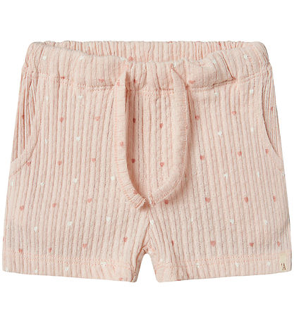 Lil' Atelier Shorts - Rib - NbfHulla - Peach Blush m. Herzen
