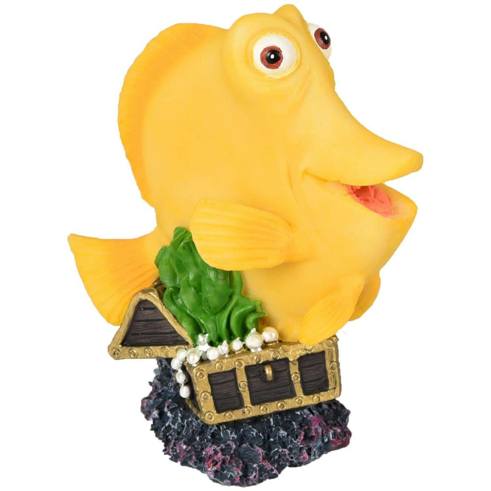 Leto poisson jaune. Taille 9 x 5 x 11 cm. Décoration aquarium.