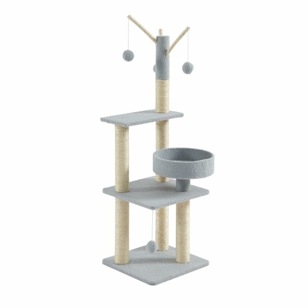 Arbre à chat lyssa tissu bouclette gris clair