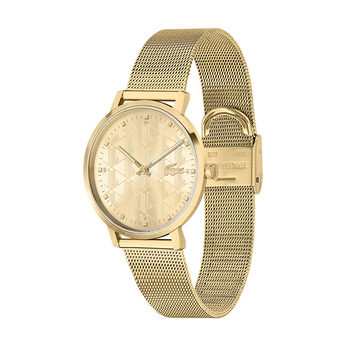 Montre LACOSTE Crocorigin femme bracelet acier doré jaune
