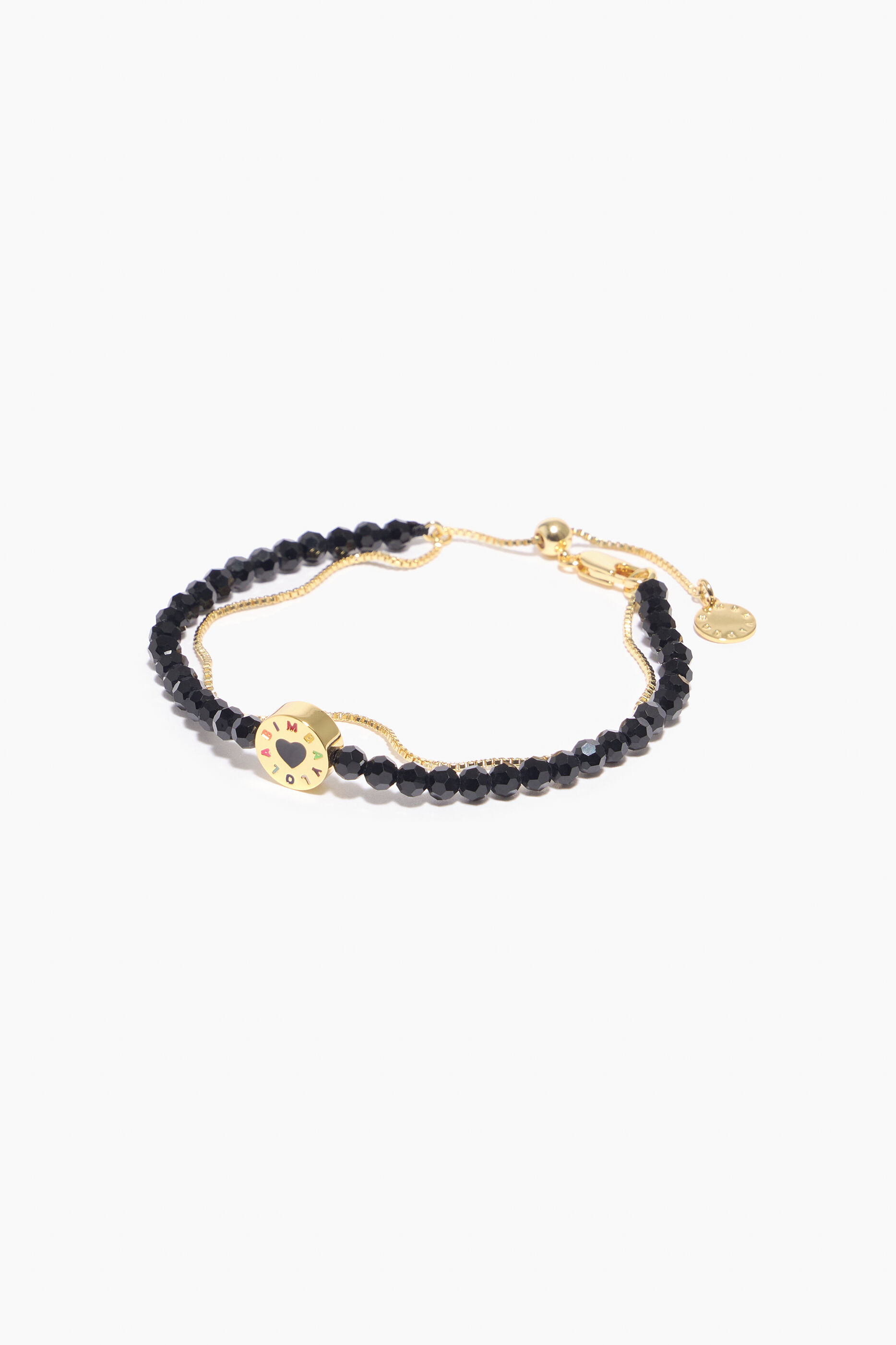 Pulseira preta com dois cristais