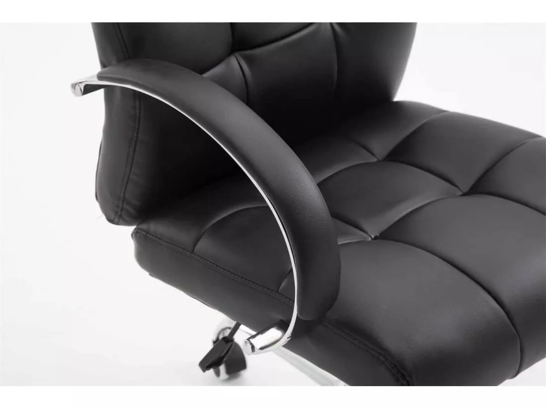 Chaise de bureau - Similicuir & Métal chromé - Noir - Mikos