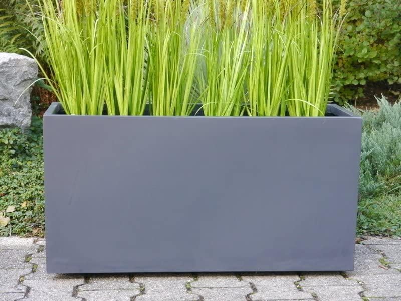 Pflanzkübel für Rollen aus Fiberglas, Blumenkübel, Pflanzgefäß, Blumengefäß, Pflanztopf, Blumentopf (L80 x B30 x H40 cm, anthrazit)
