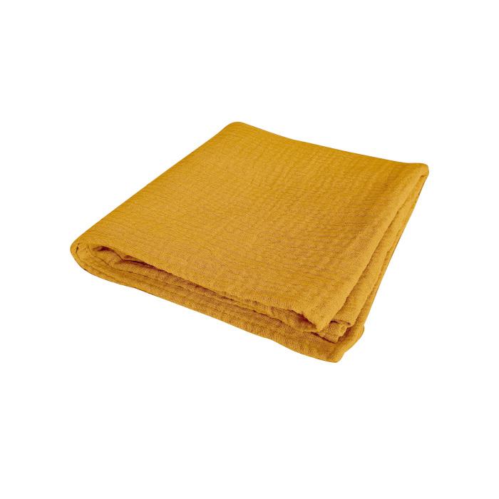 DRAP HOUSSE GAZE DE COTON 60X120CM MOUTARDE