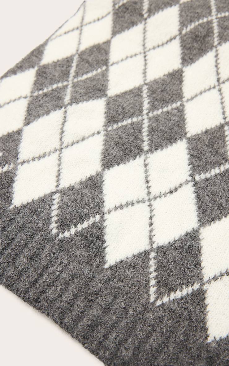 Charbon Écharpe Tricotée À Motif Losanges