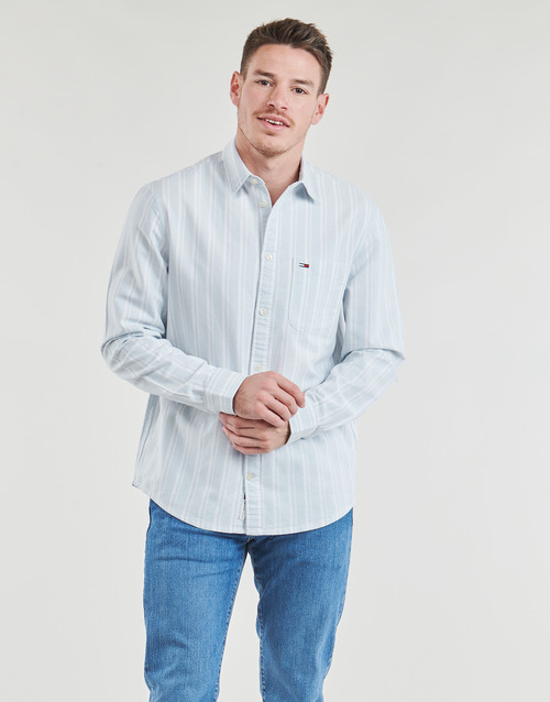 Tommy Jeans - TJM REG OXFORD STRIPESHIRT - Blanc / Bleu