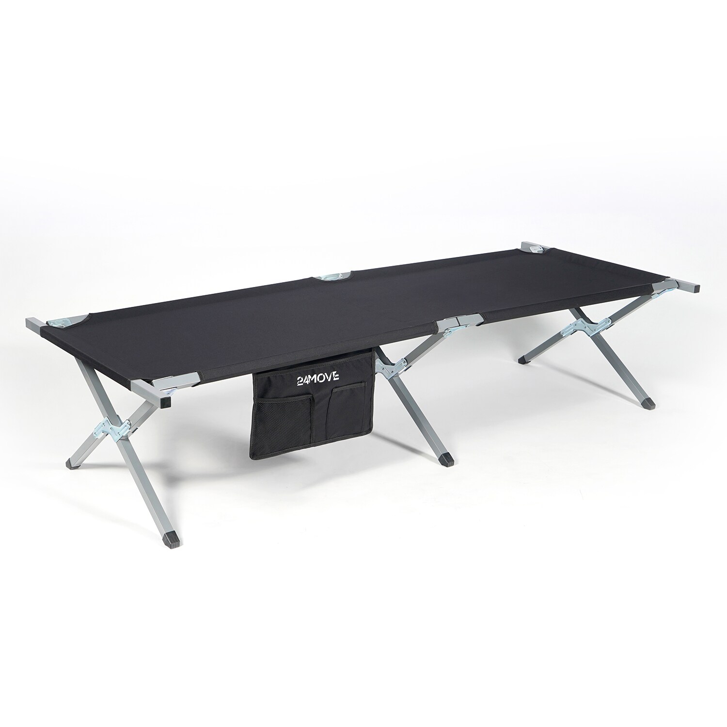 24MOVE® Feldbett Campingbett bis 180 kg In-und Outdoor Camping faltbar, inkl. Tragetasche für einfachen Transport