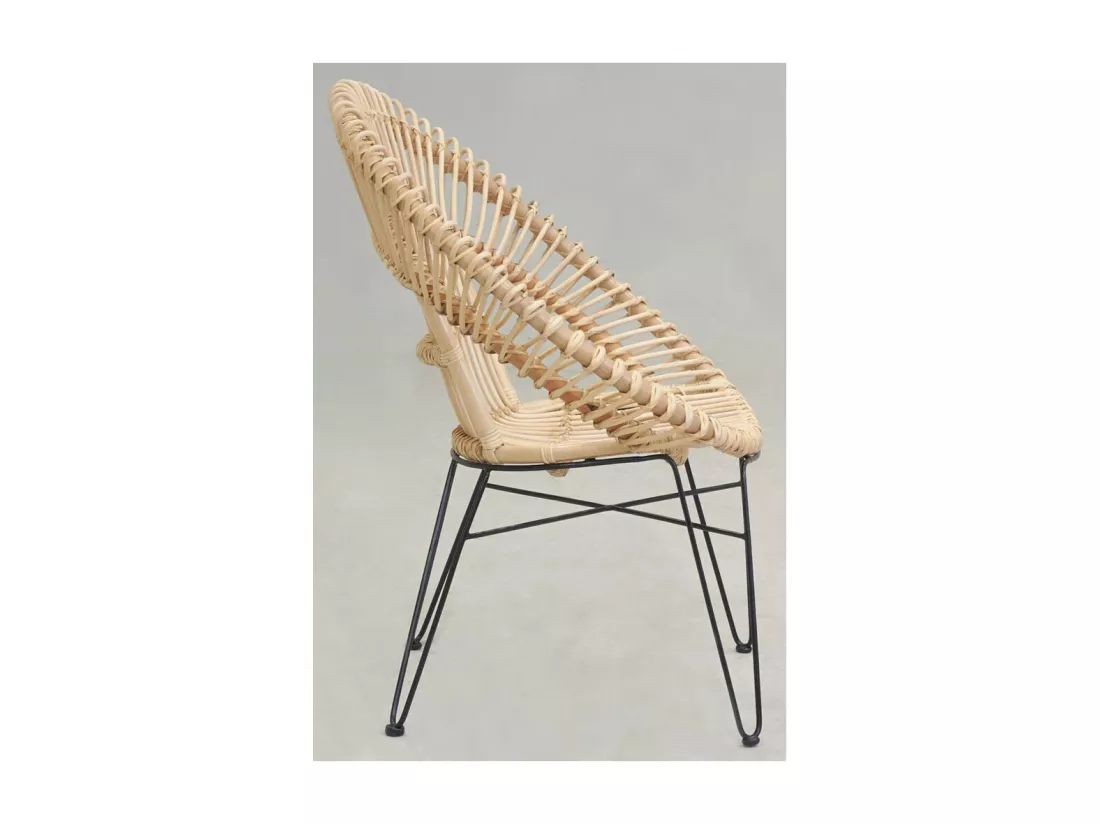 Fauteuil soleil en rotin naturel et métal