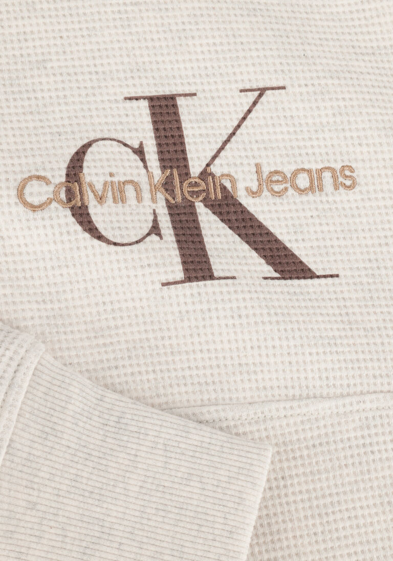 CALVIN KLEIN lichtgrijze calvin klein trui monologo waffle half zip hwk