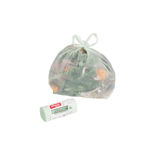 Sacs poubelle 10L vert 15µ bretelle Alfapac