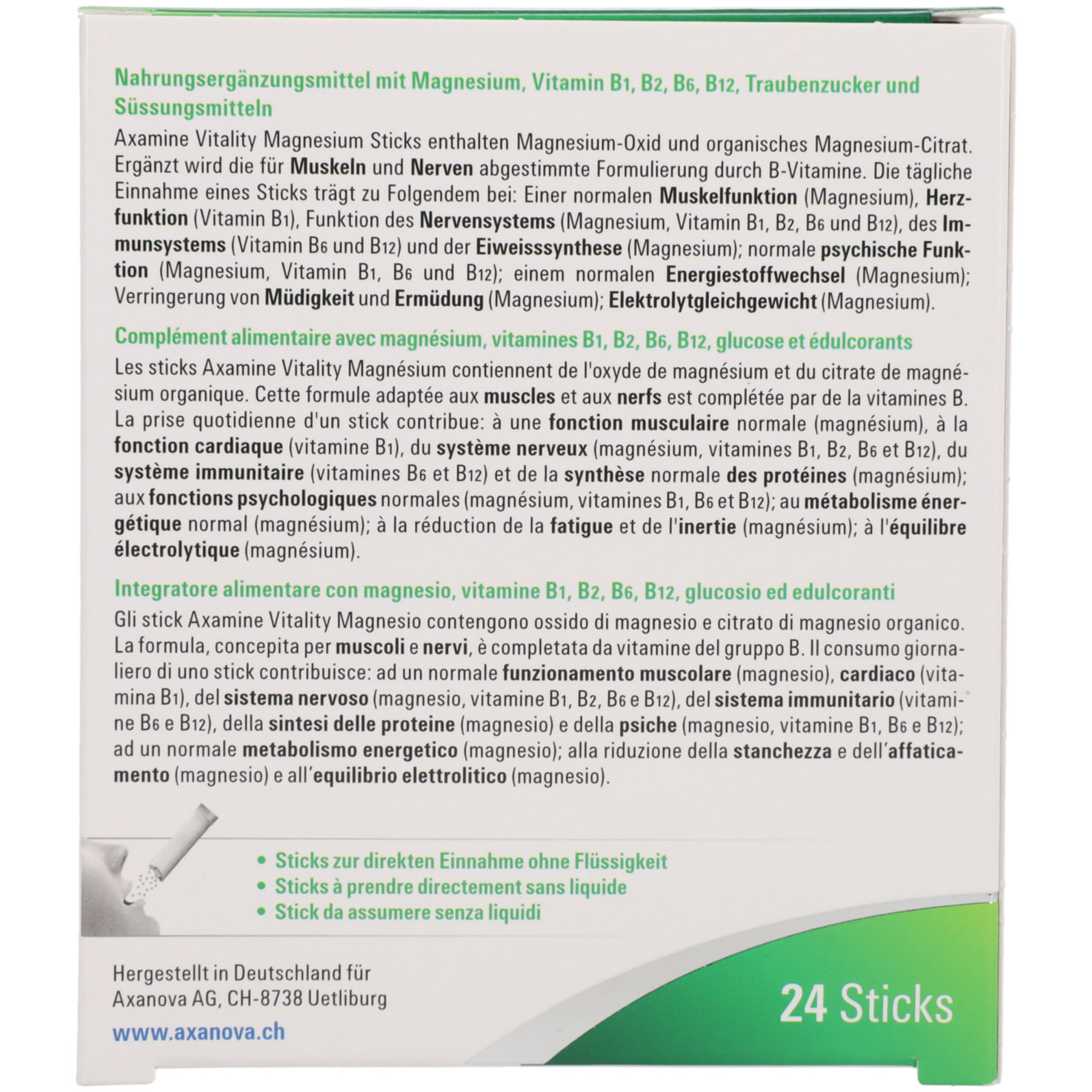 Axamine Magnesium Sticks 24 Stück