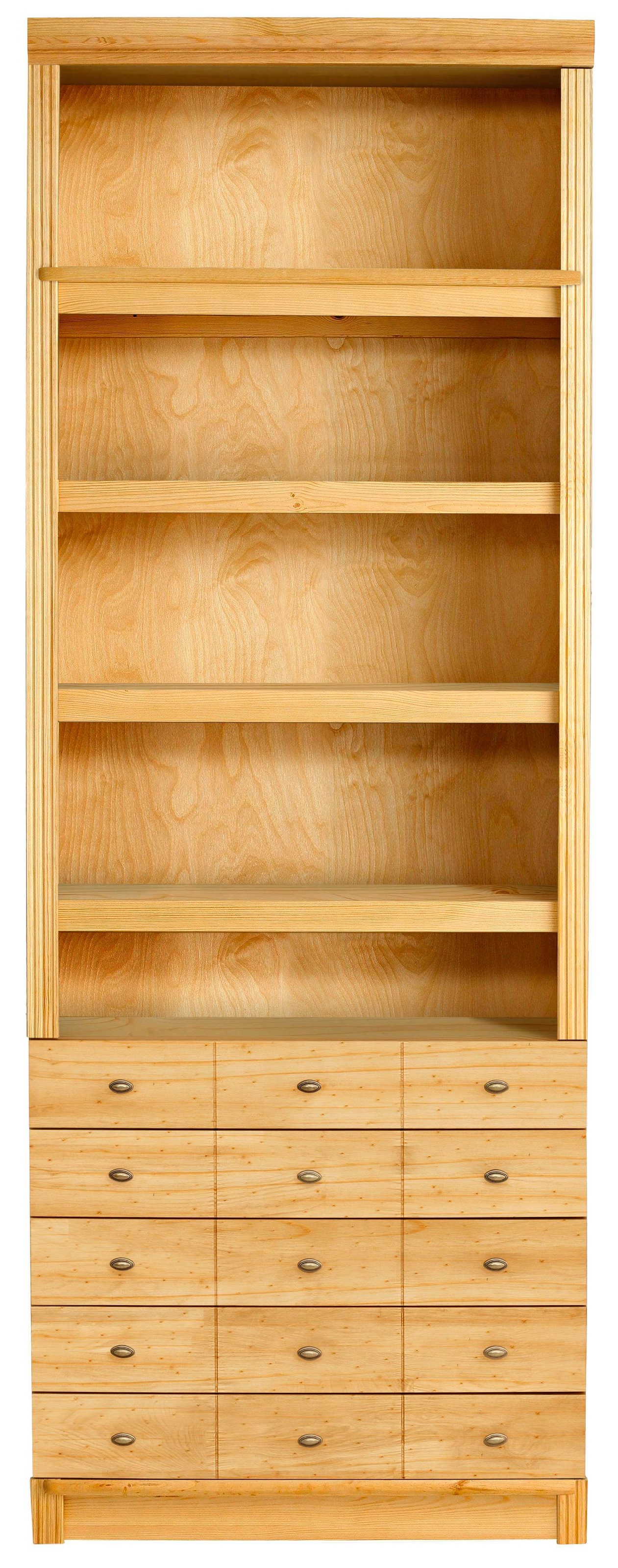 Home affaire Bücherregal »Soeren« aus massiver Kiefer, in 2 Höhen, Tiefe 29 cm, mit 5 Schubkästen