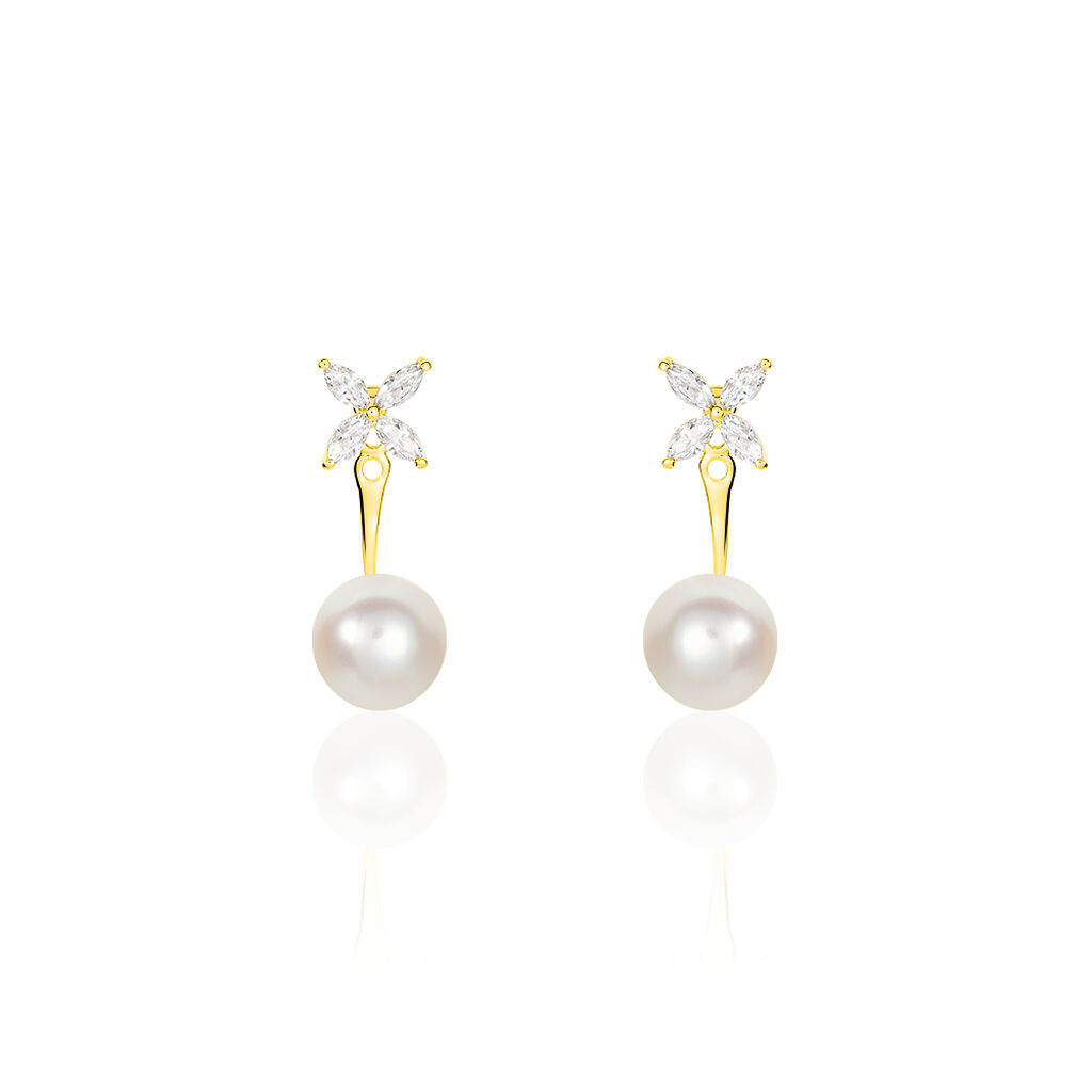Bijoux D'oreilles Norah Or Jaune Perle De Culture Et Oxyde