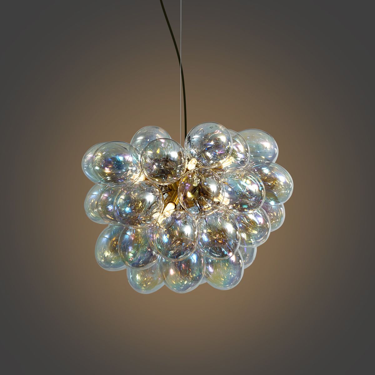 Art Deco hanglamp goud met regenboog glas 50cm 8-lichts - Uvas