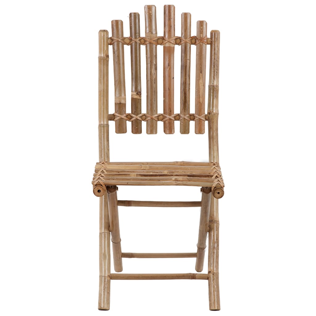 Mobilier à dîner d'extérieur pliable 5 pièces avec coussins bambou