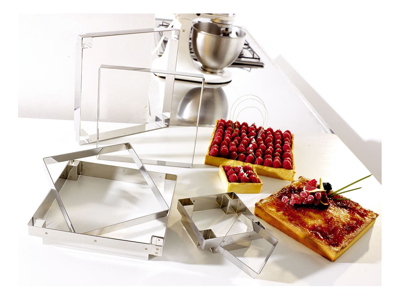 Carré à entremets inox - ht 3,5 cm - 27,5 x 27,5 cm - Matfer