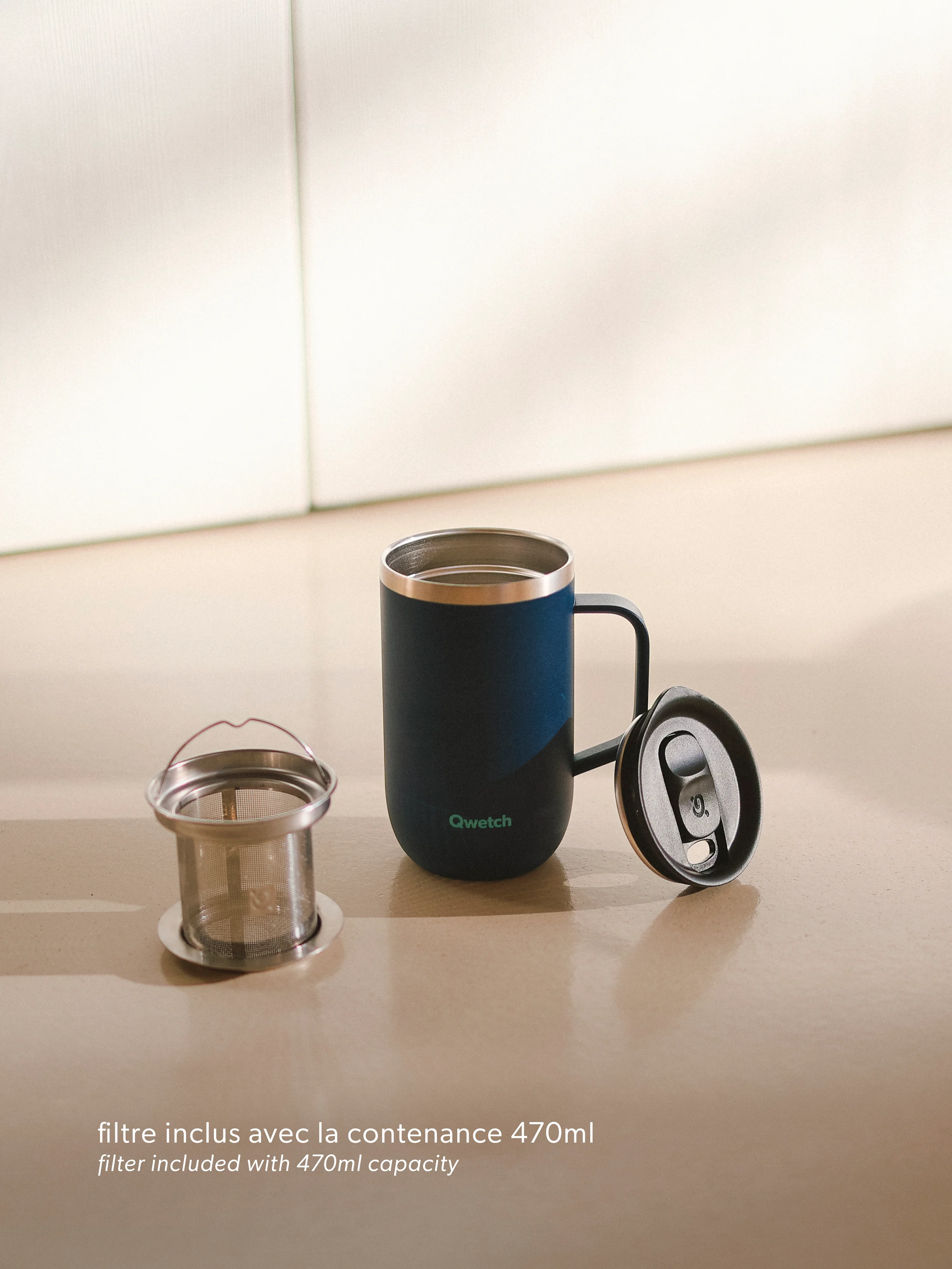 Mug Tisanière isotherme Matt Marine - Qwetch