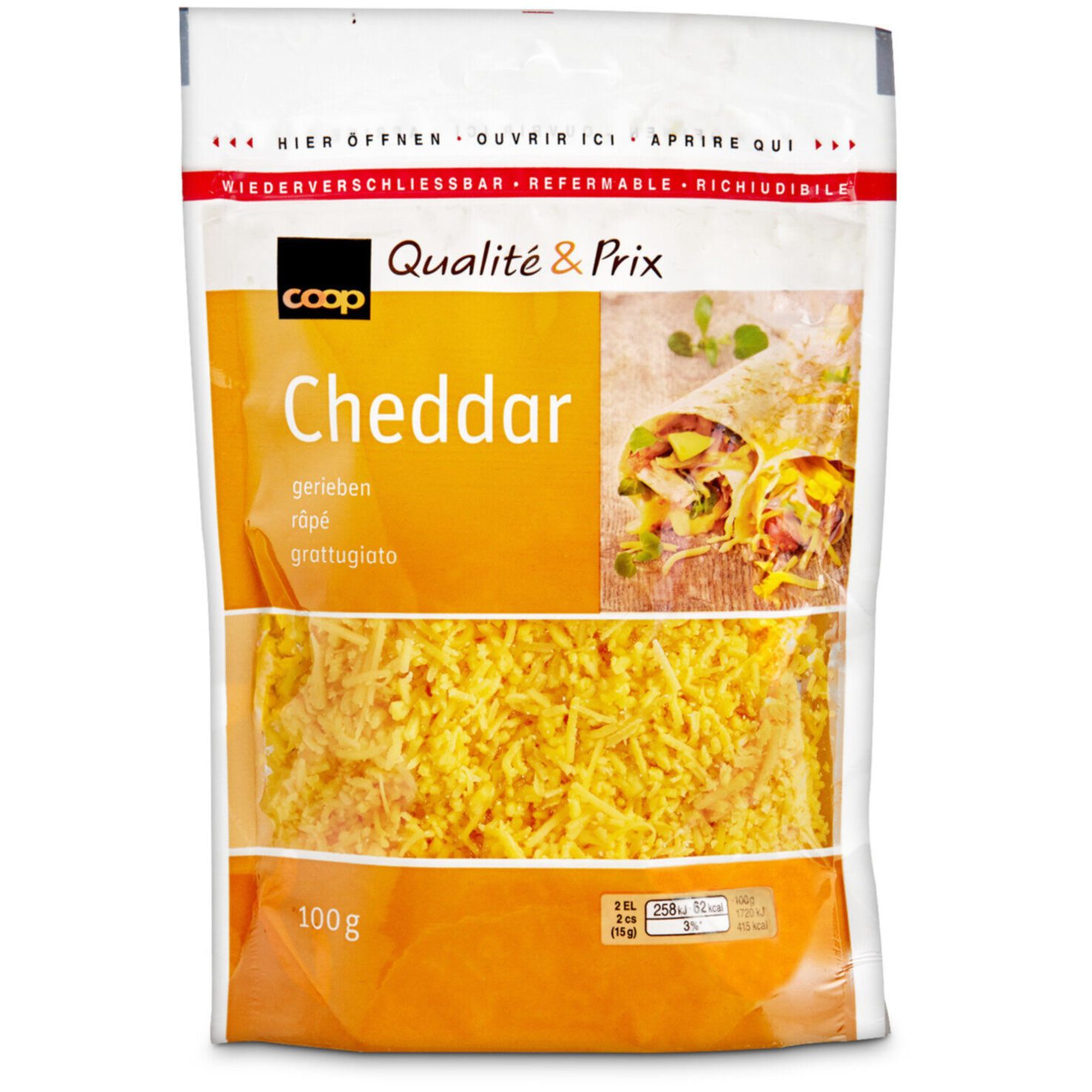 Cheddar gerieben