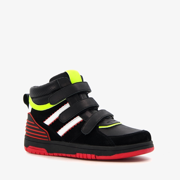 TwoDay hoge leren jongens sneakers zwart neon