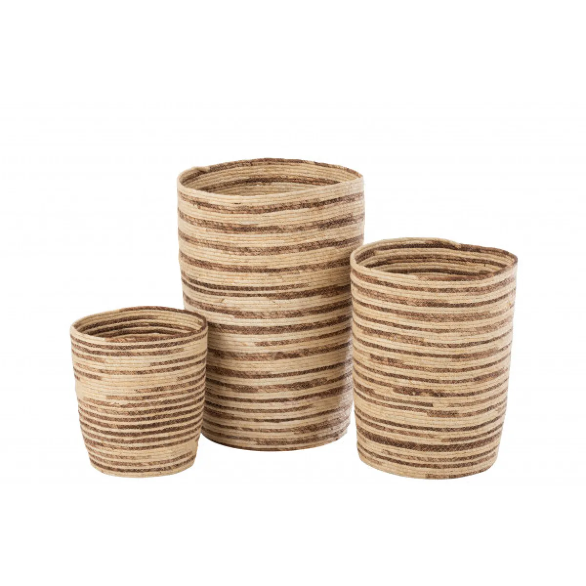 Dansmamaison - Set de 3 paniers Ma•s beige/marron