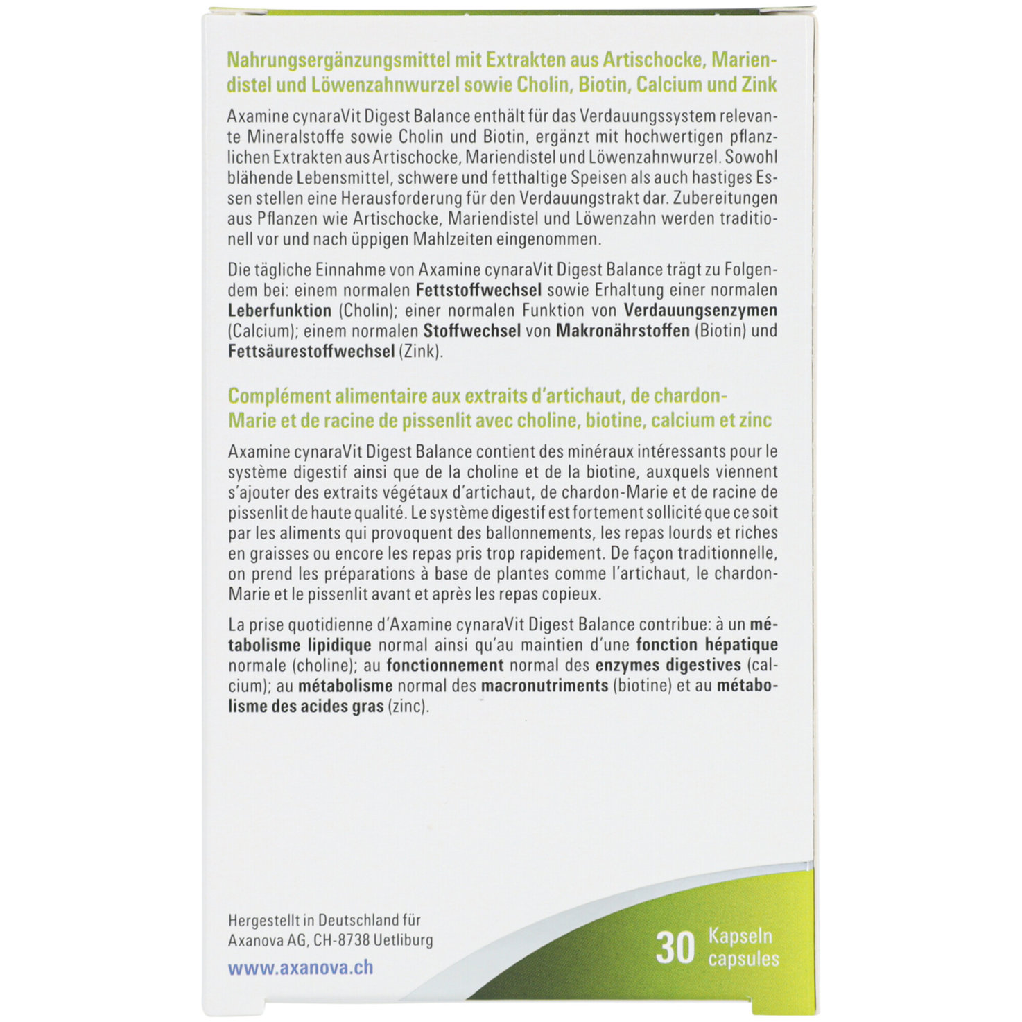 Axamine Digest Balance für Verdauung und Leber 30 Kapseln