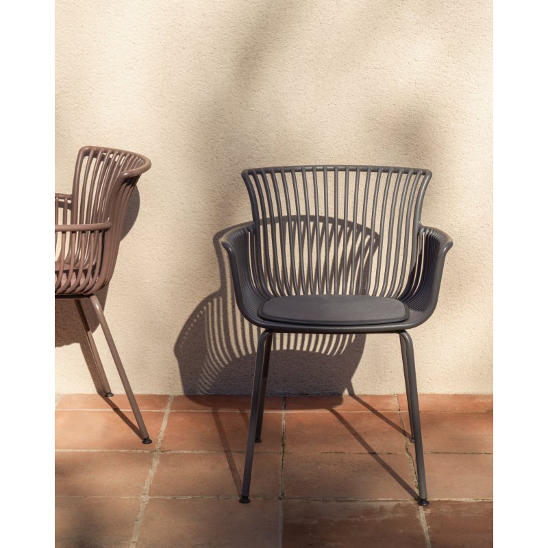 Chaise d’extérieur Surpika avec pieds en acier graphite